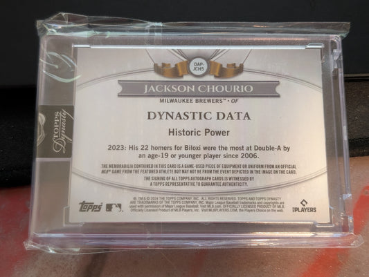 Jackson Chourio Autograph DAP-JCH5 2024 Topps Dynasty 4/5 Silver Patch